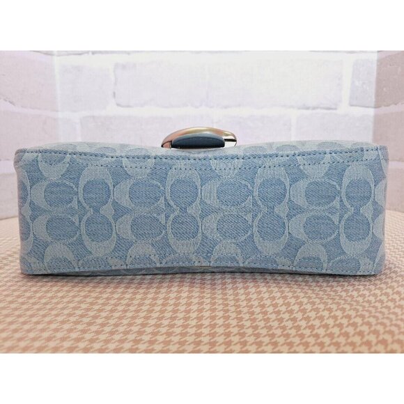 Coach CJ854 Soft Tabby Shoulder Bag Signature Denim Women's Handbag Blue Outlet - Picture 8 of 13